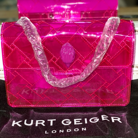 Kurt Geiger London Medium Kensington Pink Vinyl Convertible Shoulder Bag - Picture 5 of 10